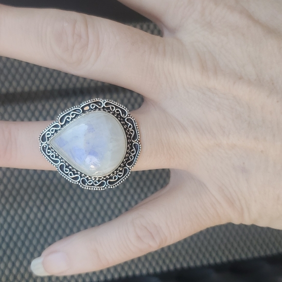 New Rainbow Moonstone 925 Silver Ring. - Picture 10 of 13